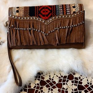 Blazing Roxx Fringed Southwestern Chic Cowgirl Wallet Tri-Fold